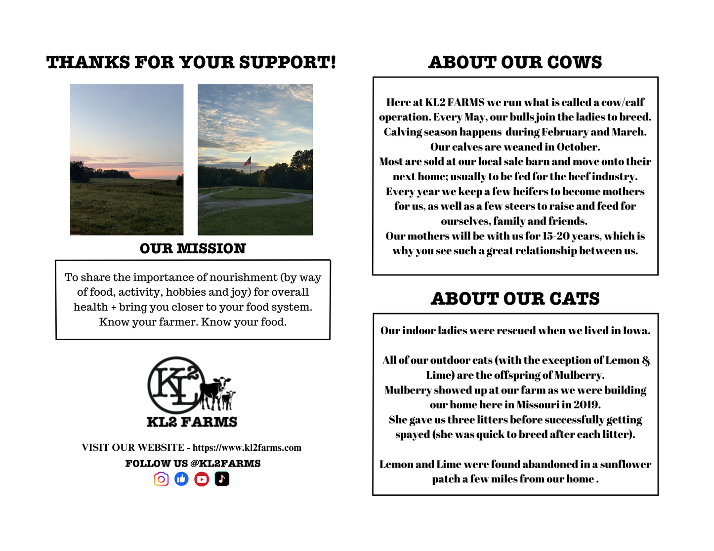 2026 KL2 FARMS CALENDAR